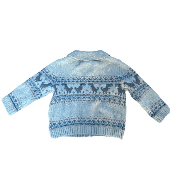 Tommy Bahama Baby Boys 12M Gray Dinosaur Fair Isle Knit Button Front Sweater - Picture 2 of 3